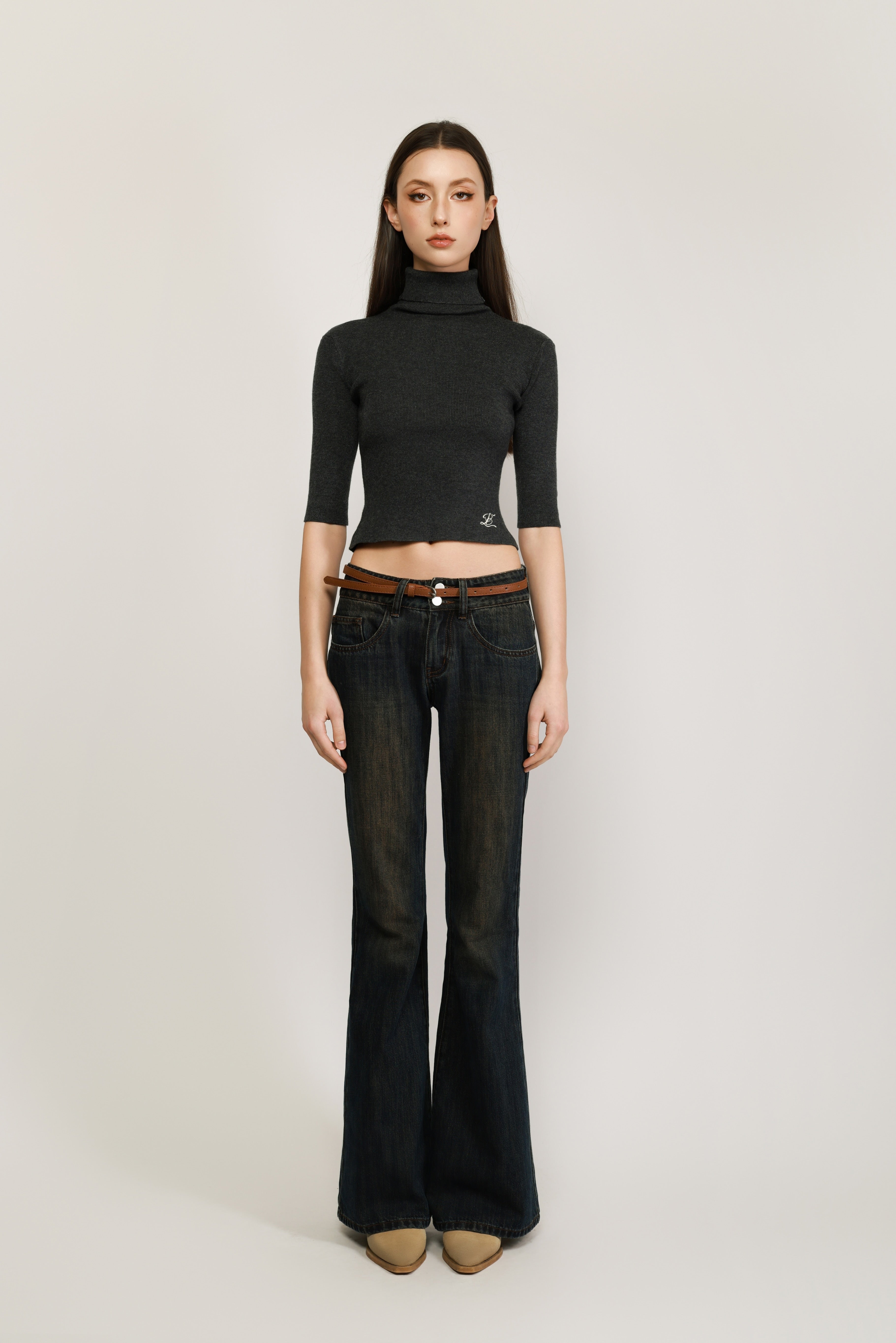 Collared Knit Crop Top