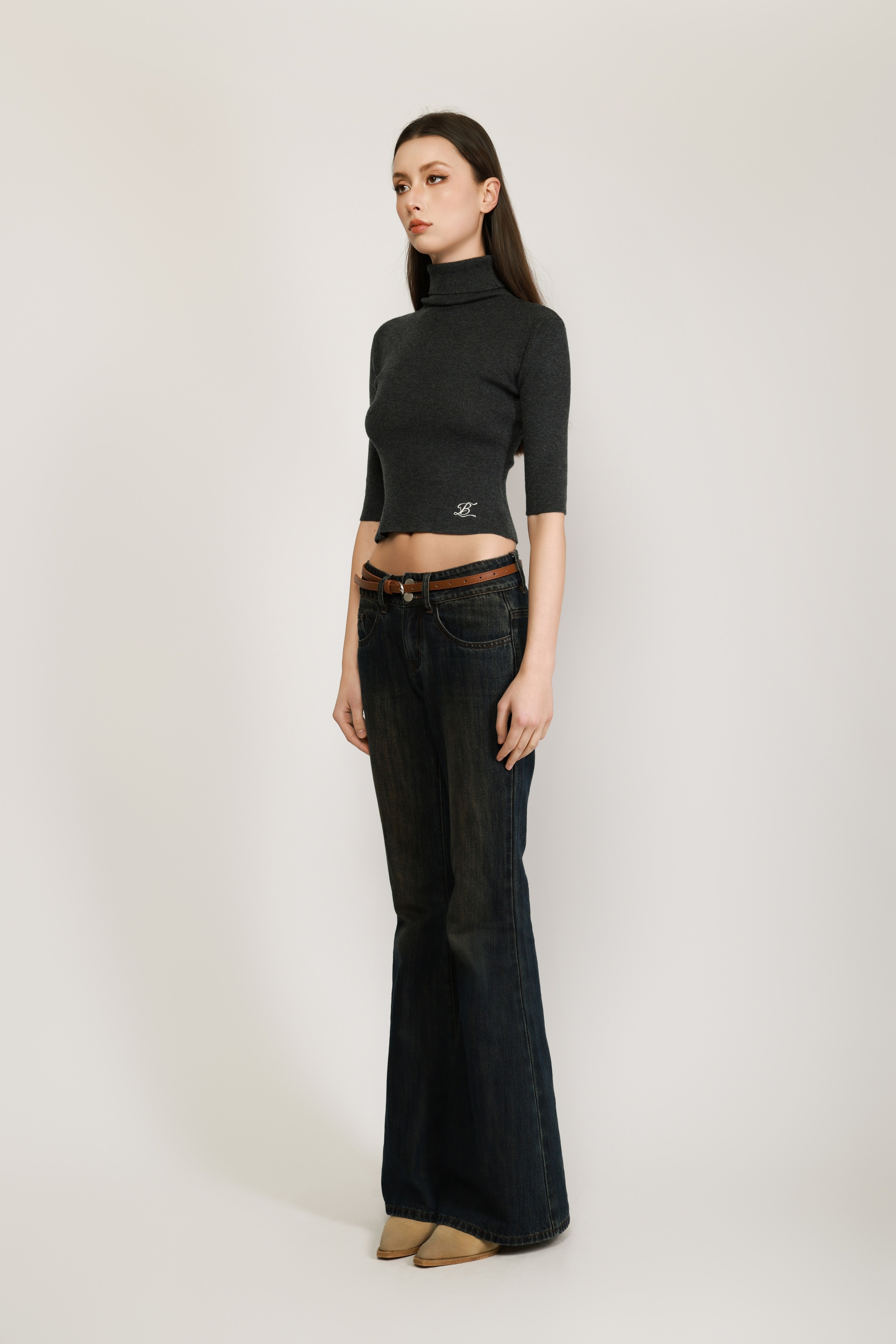 Collared Knit Crop Top