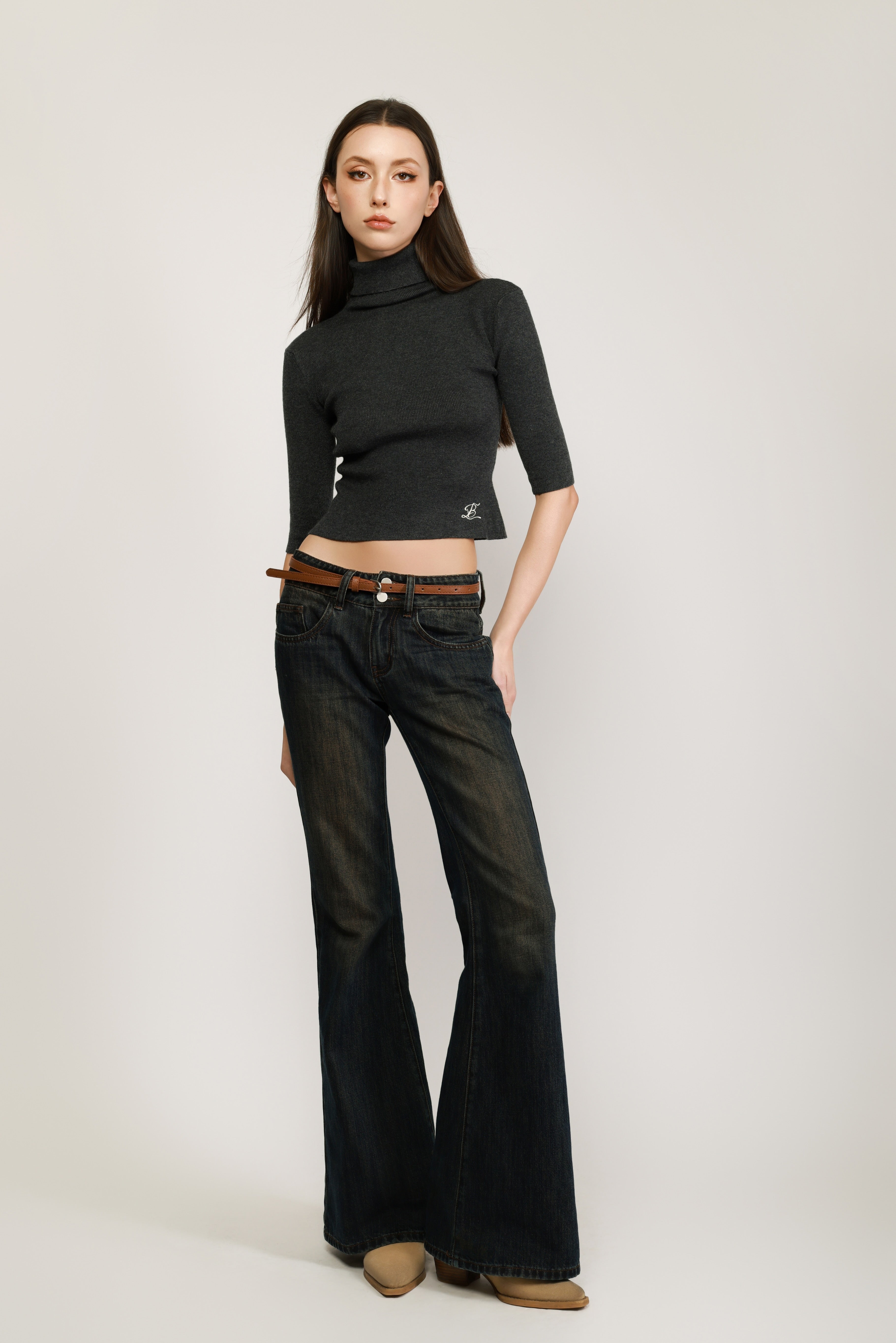 Collared Knit Crop Top