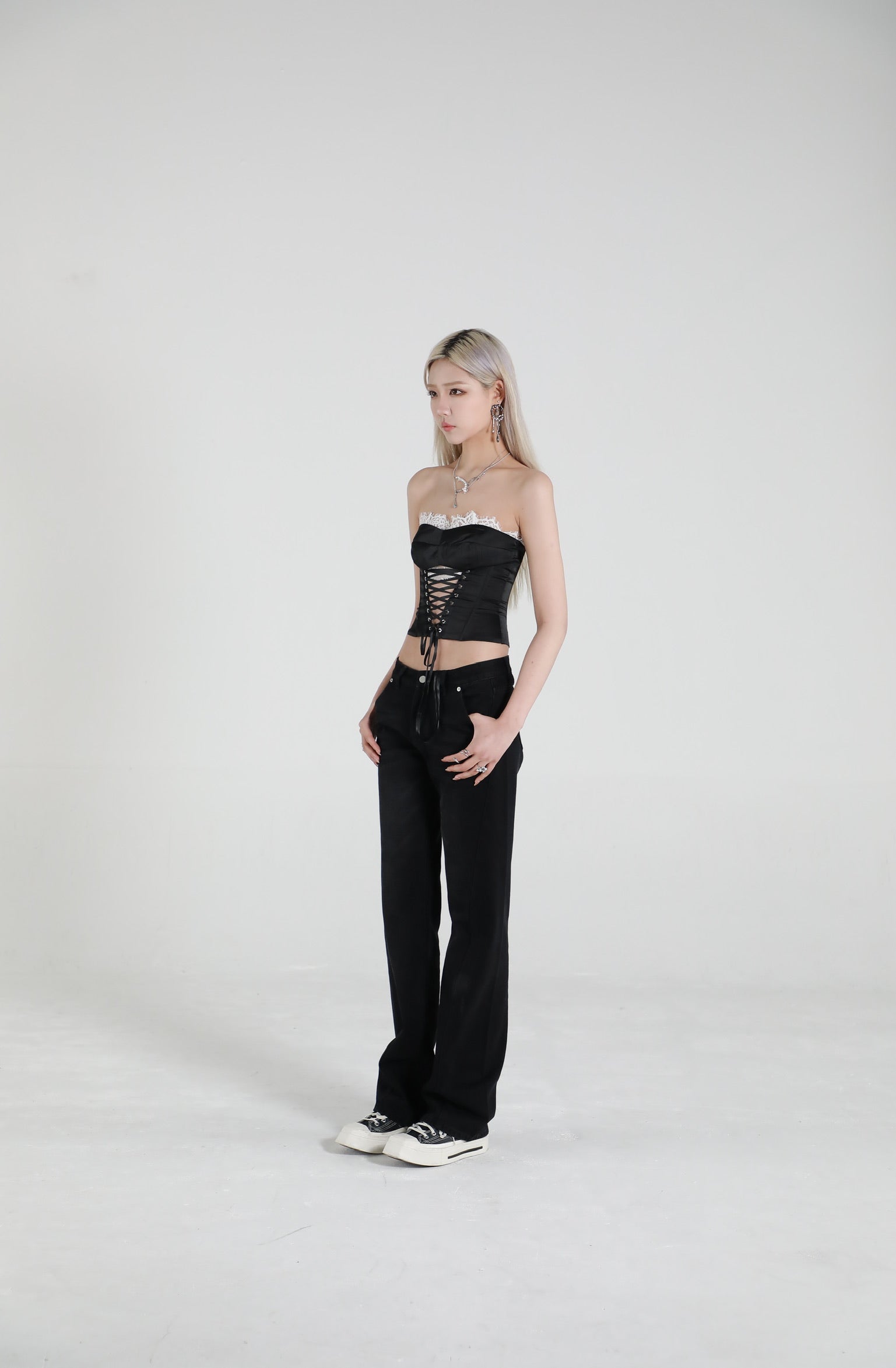 Lace Trim Strapless Top