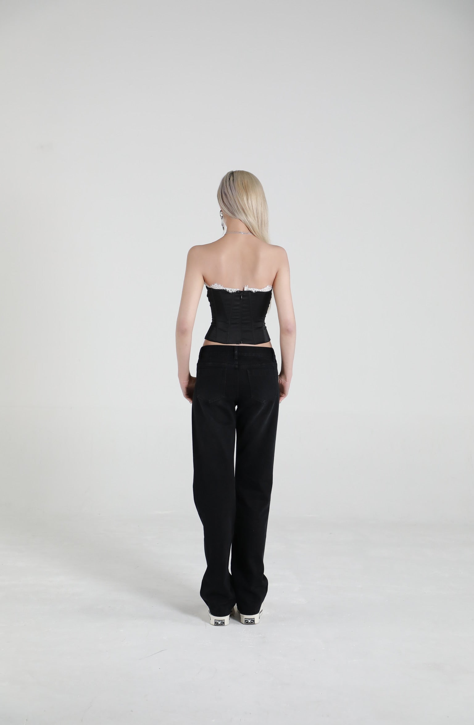 Lace Trim Strapless Top